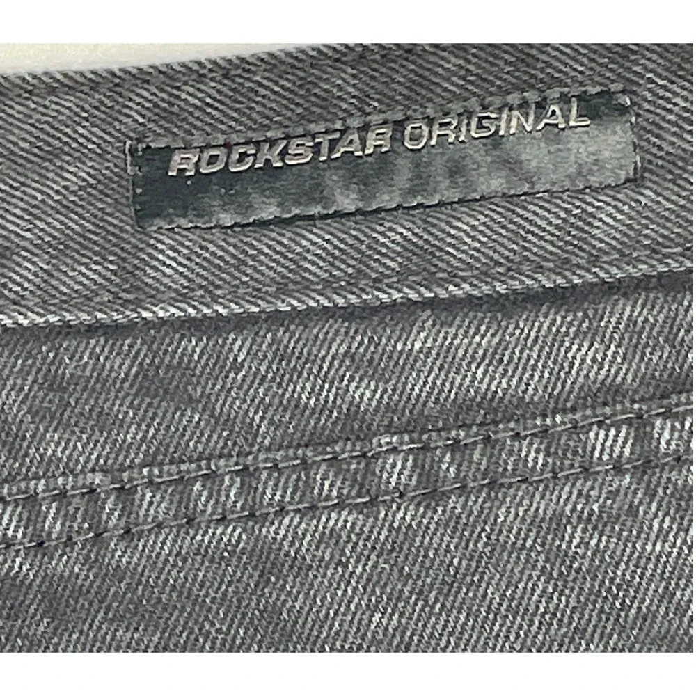 🔥 Rockstar Original Boys Sz 14 Black Distressed Cargo Jeans Raw Hem -Streetwear